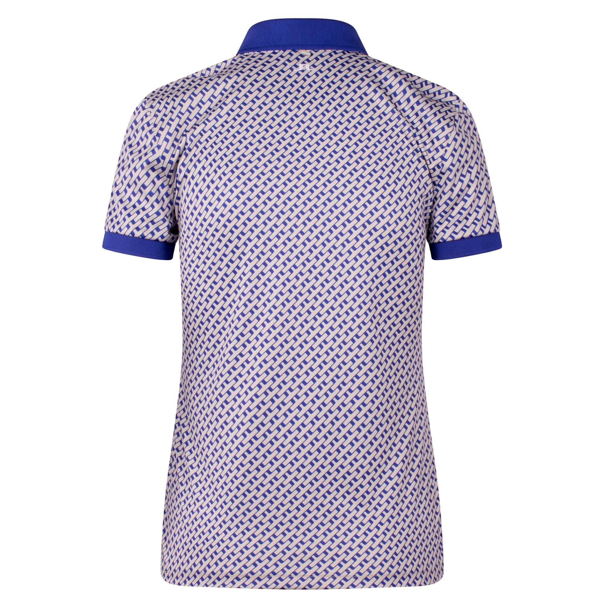 J Lindeberg Tour Tech Print Ladies Golf Polo Shirt Tour Geo Moonbeam